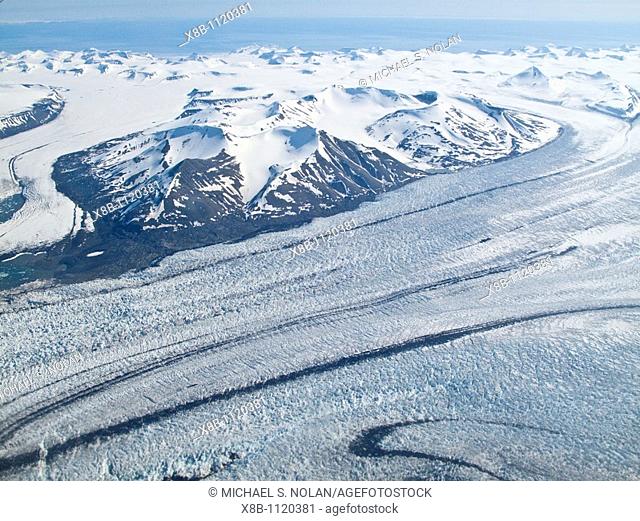 Aerial view of Spitsbergen, Svalbard, Norway  MORE INFO Svalbard is an archipelago in the Arctic Ocean north of mainland Europe