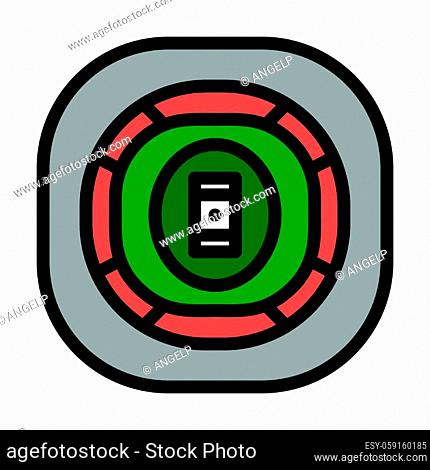 Cricket Stadium Icon. Editable Bold Outline With Color Fill Design. Vector Illustration