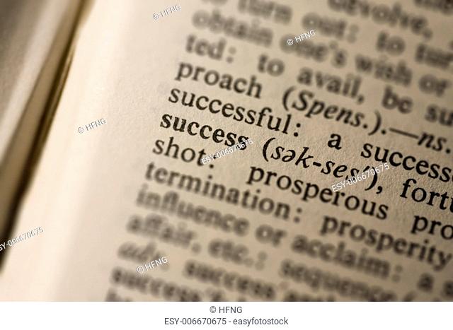 Closeup of the word success with a shallow dof