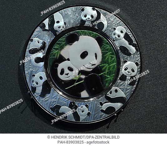 A panda medallion from the Shanghai Mint Co. Ltd 2012 can be seen in the historical rooms of the Moritzburg Art Museum in Halle/Saale,  Germany