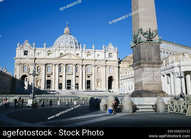 St Peter's Square and Basilica in Vatican in Rome, Italy