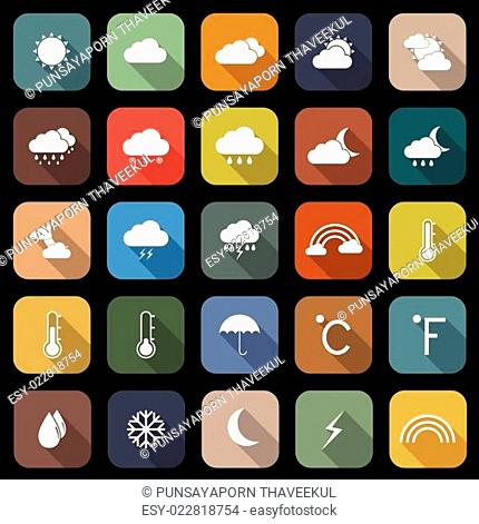 Weather flat icons with long shadow