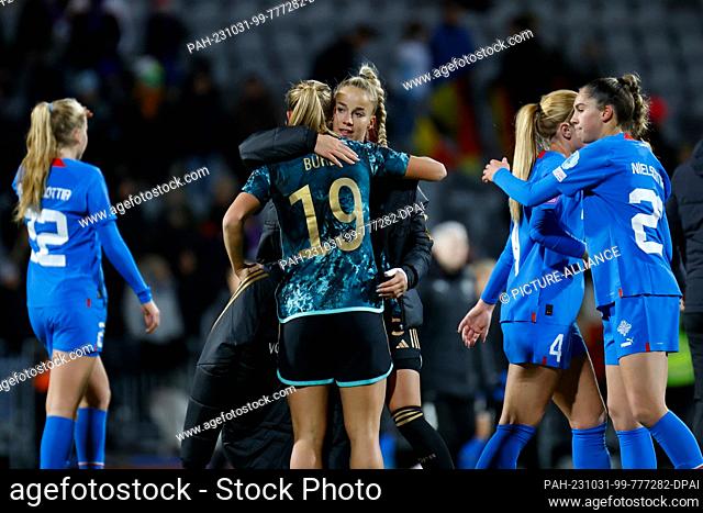 31 October 2023, Iceland, Reykjavik: Soccer, Women: Nations League A, Group stage, Group 3, Matchday 4, Iceland - Germany, Laugardalsvöllur