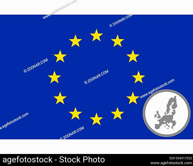 Fahne und Landkarte der Europäischen Union - Flag and map of the European Union