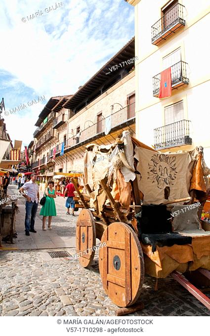 Medieval flea market at Main Square. Medieval Days, Sigüenza, Guadalajara province, Castilla La Mancha, Spain