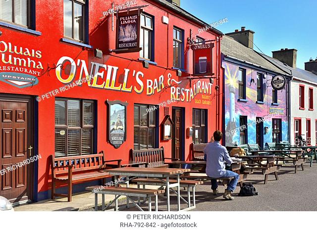 Painted Bars and Restaurant, Allihies, Beara Peninsular, Wild Atlantic Way, County Cork, Munster, Republic of Ireland, Europe