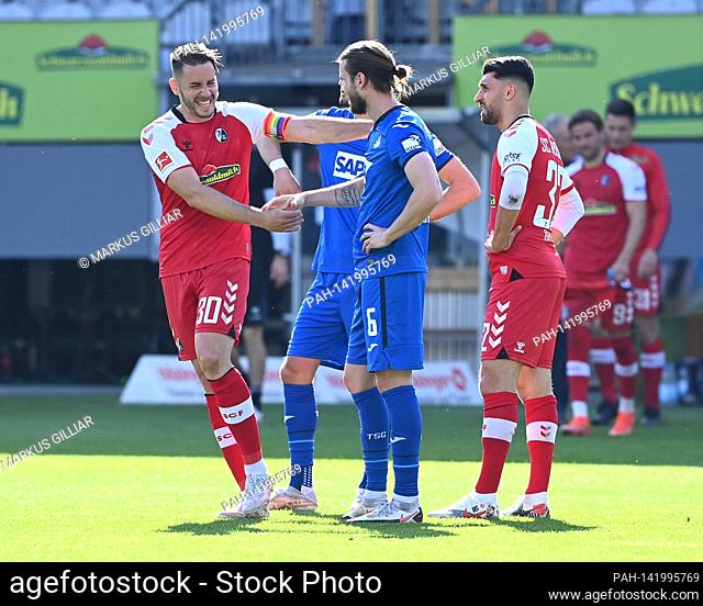 Christian Guenter (SC Freiburg) and Havard Nordtveit (Hoffenheim) after the game. GES / Football / 1. Bundesliga: SC Freiburg - TSG 1899 Hoffenheim, April 24th