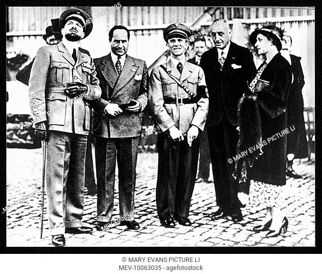 PAUL JOSEPH GOEBBELS Goebbels in Rome with Italian Air Minister Balbo (left) and Secretary of the Italian Fascist Party, Starace (left of Goebbels)