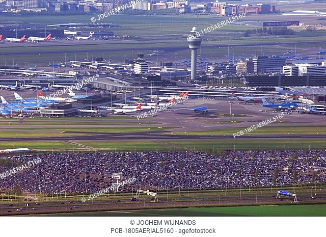Holland, Amsterdam, aerial view of Schiphol