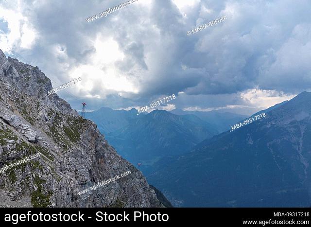 thunderstorm atmosphere, mountain landscape, Zugspitze, Wettersteingebirge, Eastern Alps, Alps, Garmisch-Partenkirchen, Bavaria, Germany, Europe