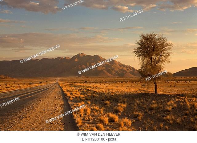 Road and mountains, Namib Desert, Namibia, Africa