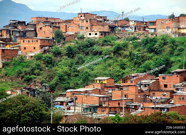 Slum in the district of city Medelyn, Colombia