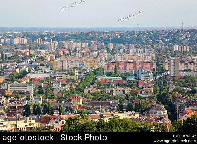 Residentail Building Blocks in South Budapest Afternoon Cityscape From Citadella