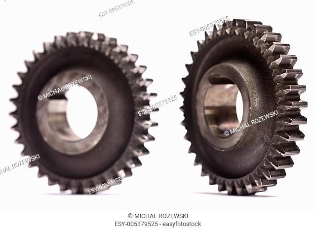 Gears, wheels system isolated on white