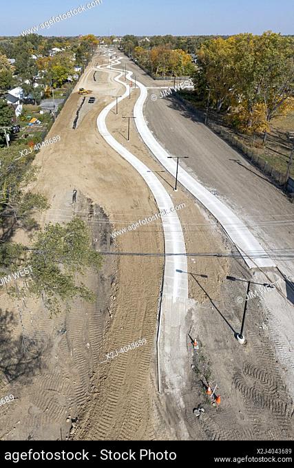 Detroit, Michigan USA - 14 October 2022 - Work continues on the Joe Louis Greenway, a 27. 5-mile bicycle/walking trail that will circle much of the city and...
