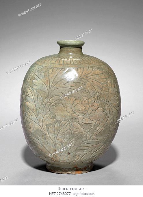 Wine Cask with Incised and Sgraffito Peony Design, 1500s. Creator: Unknown