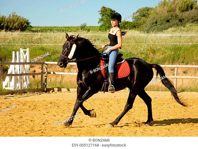 horse and woman in dressage