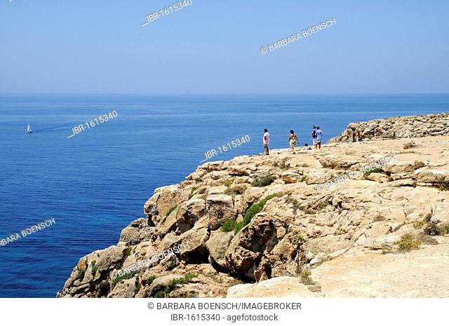 Cliffs, Cap de Barbaria, Mediterranean Sea, Formentera, Pityuses, Balearic Islands, Spain, Europe