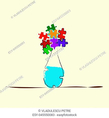 vase with puzzle flowers