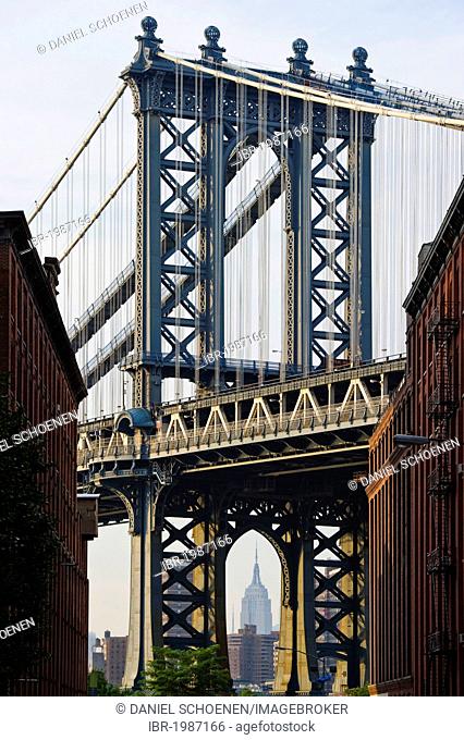Manhattan Bridge, Brooklyn Heights, New York, USA, America
