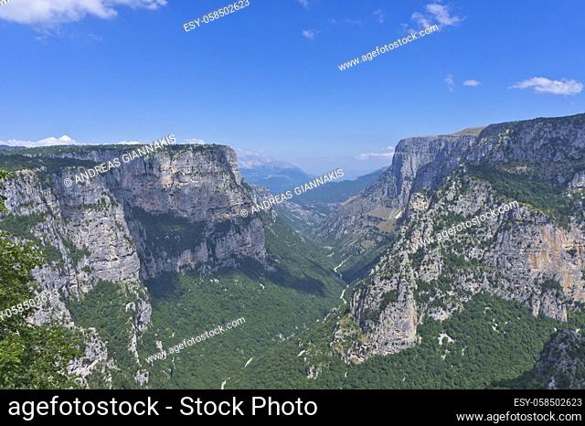 Vikos Gorge panoramic view, Epirus, Greece, Europe