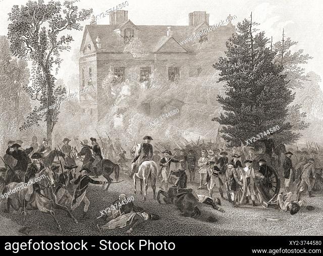 The Battle of Germantown which took place on October 4, 1777 between British and American forces during the American Revolutionary War