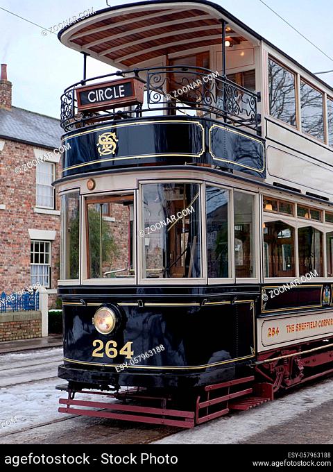 STANLEY, COUNTY DURHAM/UK - JANUARY 20 : Old Tram at the North of England Open Air Museum in Stanley, County Durham on January 20, 2018