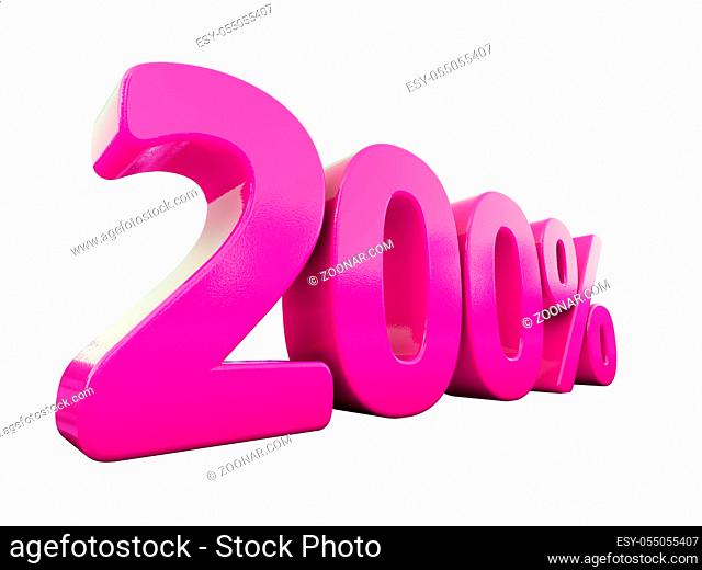 3d Illustration Pink 200 Percent Discount Sign, Sale Up to 200, 200 Sale, Pink Percentages Special Offer, Save On 200 Icon, 200 Off Tag