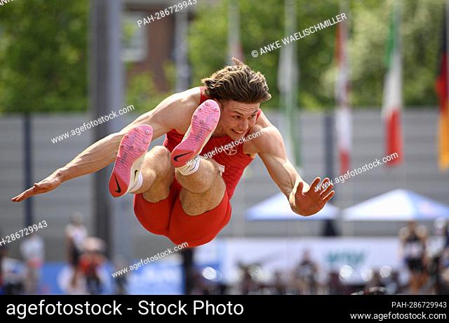 Nils LASERICH (GER/TSV Bayer 04 Leverkusen) action, men's long jump, on May 7th, 2022 Athletics Stadtwerke Ratingen all-around meeting, from May 7th - May 8th