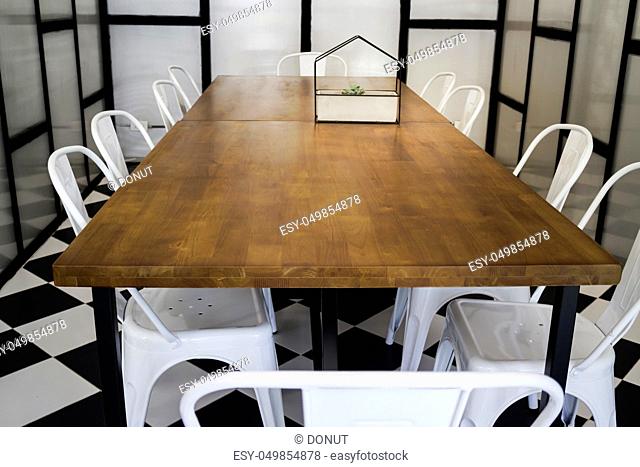 Furniture set in hipster meeting room, stock photo