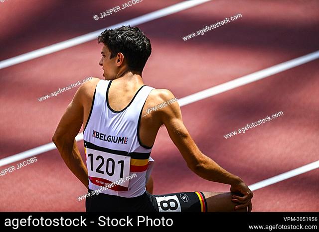 Belgian Jonathan Sacoor pictured before the heats of the men's 400m race at the athletics competition on day 10 of the 'Tokyo 2020 Olympic Games' in Tokyo