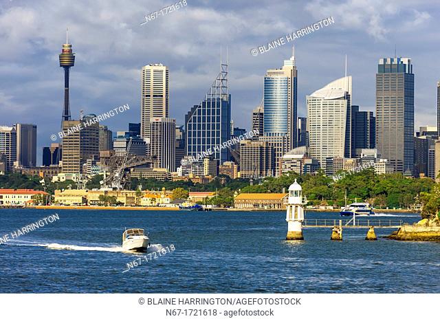 Sydney Harbor with the Central Business District behind, Sydney, New South Wales, Australia
