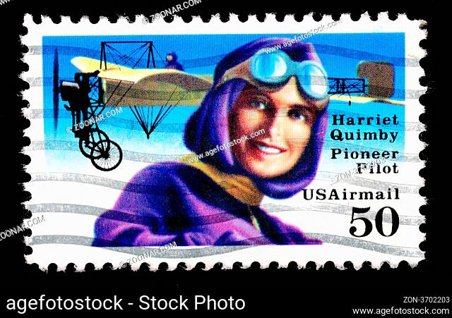USA - CIRCA 1993 : stamp printed in USA showing Harriet Quimbly American pioneer pilot, circa 1993
