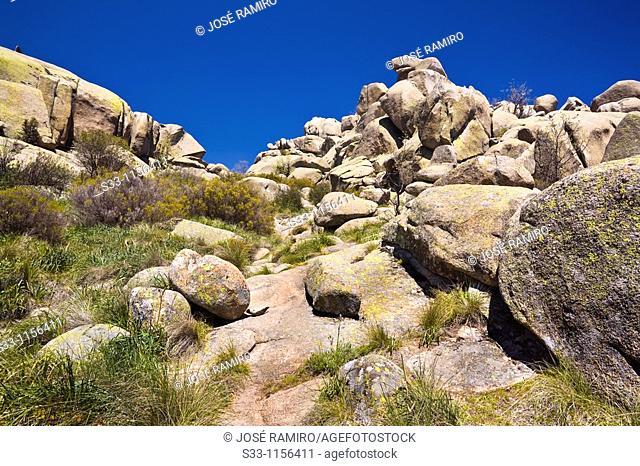 Cliffs on the Senda Maeso, La Pedriza scenic area, Cuenca Alta del Manzanares Regional Park, Madrid, Spain