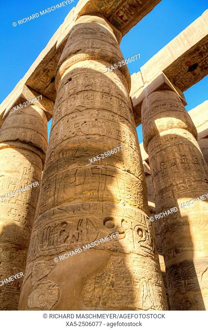Columns in the Great Hypostyle Hall, Karnak Temple, Luxor, Egypt
