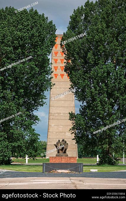 Sachsenhausen, Oranienburg, Germany - July 13, 2017: Sachsenhausen Monument-National Memorial GDR put up 1961 in memory of prisoners who died at this Nazi...