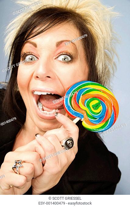 Creative Businesswoman with a Lollipop