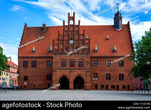 JUETERBOG, GERMANY - MAY 23, 2021: Medieval city hall. Juterbog is a historic town in north-eastern Germany, in the district of Brandenburg