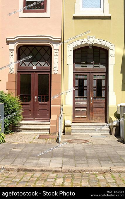 Doors, old residential building, Bremerhaven-Lehe, Bremerhaven, Bremen, Germany, Europe