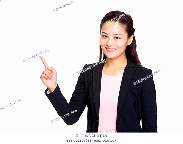 Asian business woman with finger up