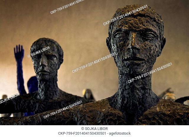A retrospective exhibition of sculptor Olbram Zoubek in Prague Castle Riding School terminates on March, 30, 2014. Pictured right is The First Guardian (Jan...