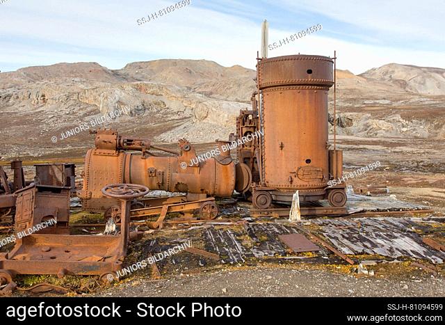 Abandoned marble quarry at Camp Mansfield. Blomstrandhalvoya, Kongsfjorden, Svalbard, Norway