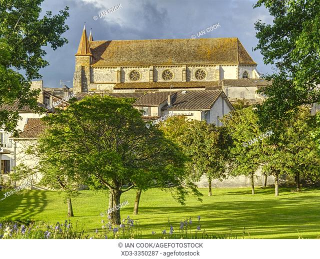 municipal park and St Etienne Church, , Lauzun, Lot-et-Garonne Department, Nouvelle Aquitaine, France