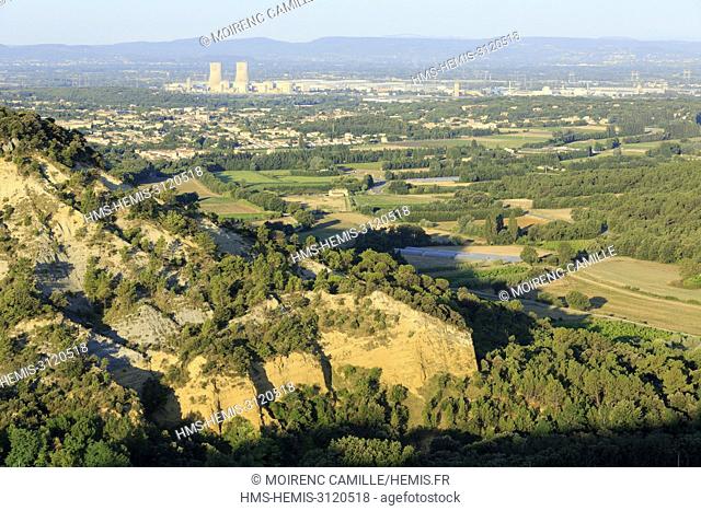 France, Vaucluse, Bollene, Tricastin nuclear power plant in the background (aerial view)