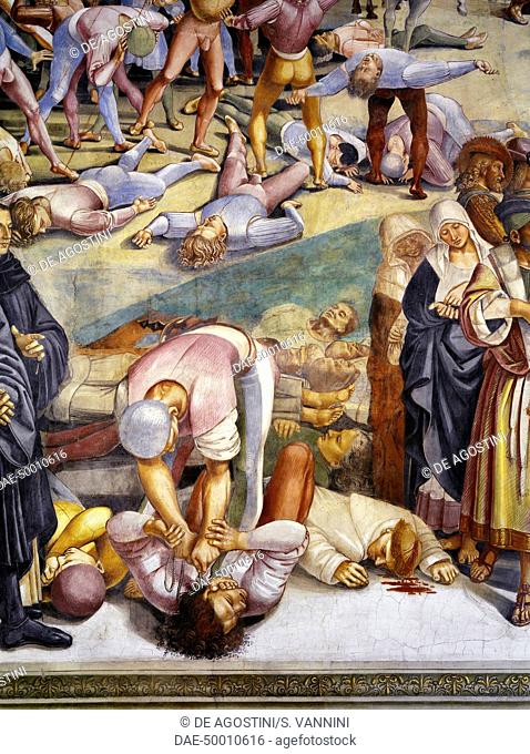 Sermon and Deeds of the Antichrist, from the Last Judgment fresco cycle, 1499-1504, by Luca Signorelli (1441-1450 - 1523), San Brizio Chapel