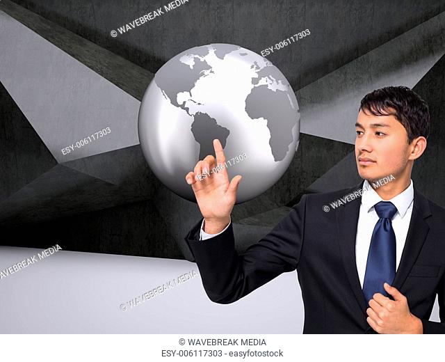Composite image of businessman touching