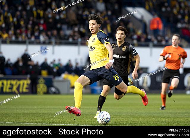 Union's Kokri Machida pictured in action during a soccer match between Royale Union Saint-Gilloise and Sint-Truidense VV, Sunday 13 February 2022 in Brussels