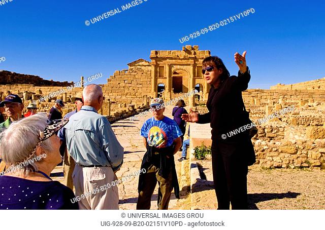Guide Talking At Roman Ruins Of Sufetula, Sbeitla, Tunisia