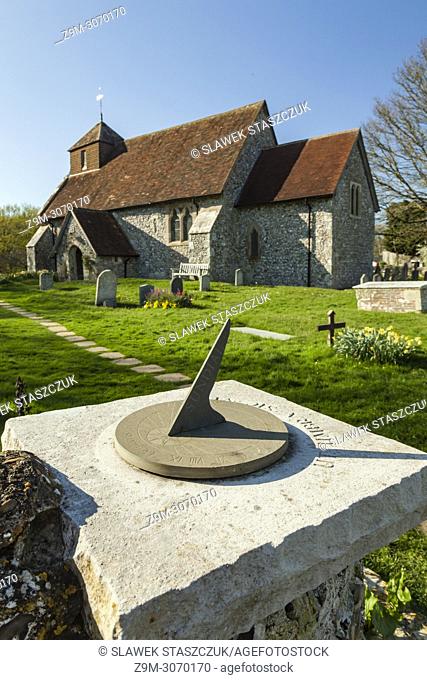 St Mary's church in Friston, East Sussex, England. South Downs National Park