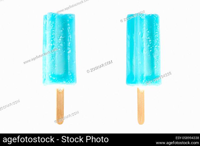 light blue ice lolly isolated on white background, clipping path included